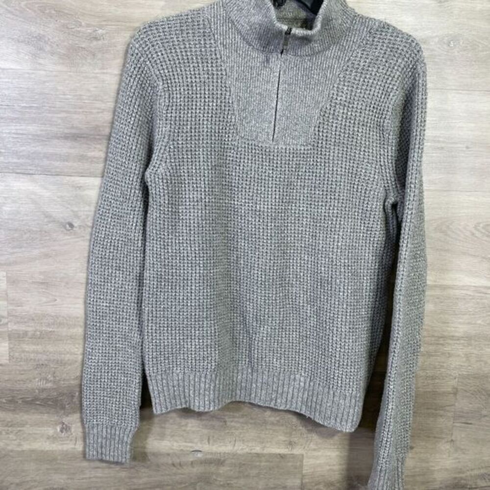 Fossil 1/4 Zip‎ Sweater Mens Size Large Waffle Knit Preppy Casual Outdoor Heavy